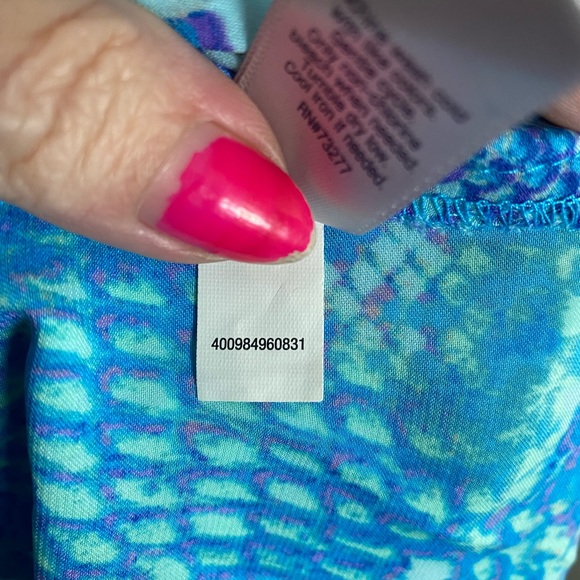 Jennifer Lopez purple blue boho snake print dolman sleeve hi low top size large - Picture 13 of 13